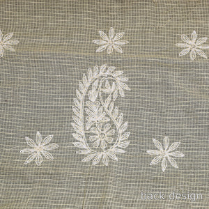 Beige - 2pc Hand Embroidery Kota Doria Chikankari Dress Material
