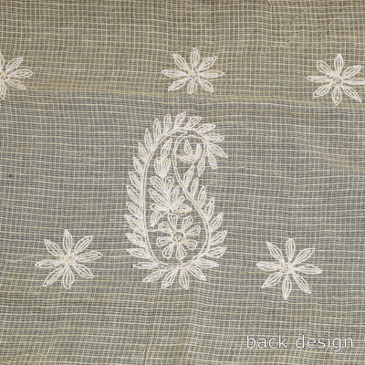Beige - 2pc Hand Embroidery Kota Doria Chikankari Dress Material