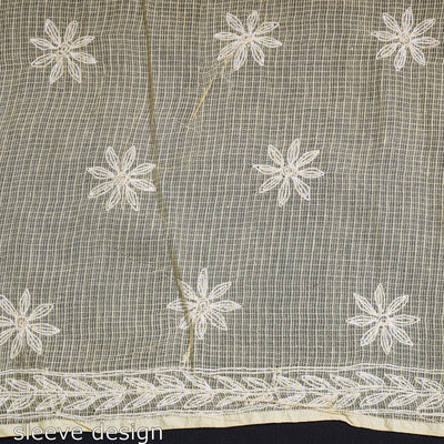 Beige - 2pc Hand Embroidery Kota Doria Chikankari Dress Material