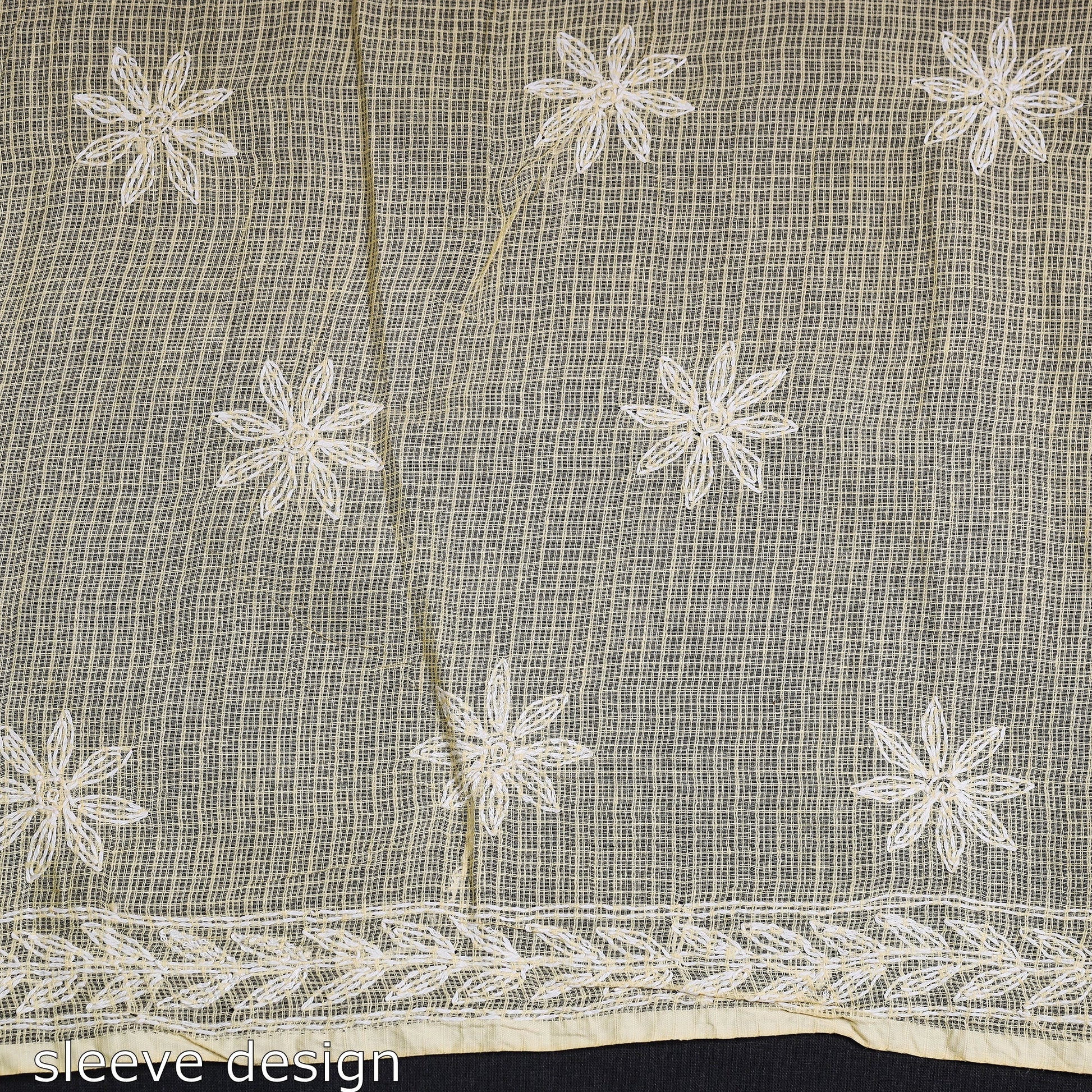 Beige - 2pc Hand Embroidery Kota Doria Chikankari Dress Material