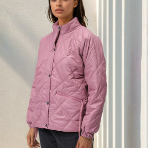 Women's Purple Relaxed Solid Quilted Jacket