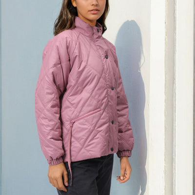 Women's Purple Relaxed Solid Quilted Jacket