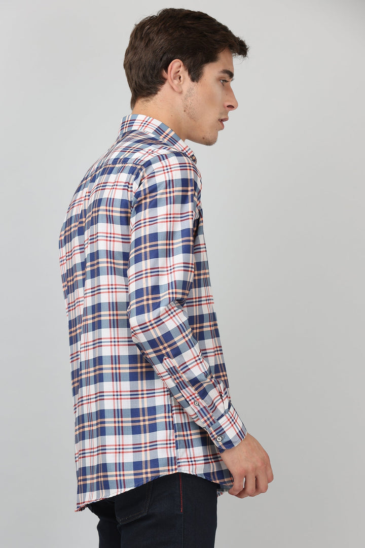 Darnandstitch Contrast Printed Checkered Shirt