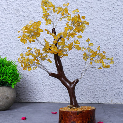 Citrine Crystal Tree (M-seal)- 300 chips 23cm Height - Yellow