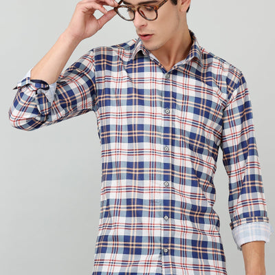 Darnandstitch Contrast Printed Checkered Shirt