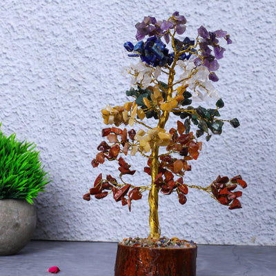 Seven Chakra Crystal Tree (Wired)- 300 chips Multicolor Height 23cm approx