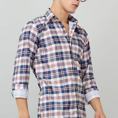Darnandstitch Contrast Printed Checkered Shirt
