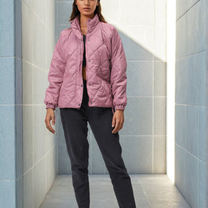 Women's Purple Relaxed Solid Quilted Jacket