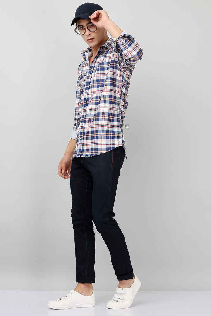 Darnandstitch Contrast Printed Checkered Shirt