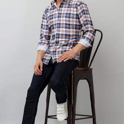 Darnandstitch Contrast Printed Checkered Shirt
