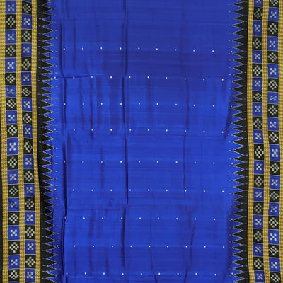 Navy Blue Butta design Odisha Ikat Khandua Silk Saree