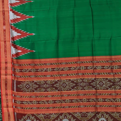 Dark Green Odisha Ikat Khandua Silk Saree