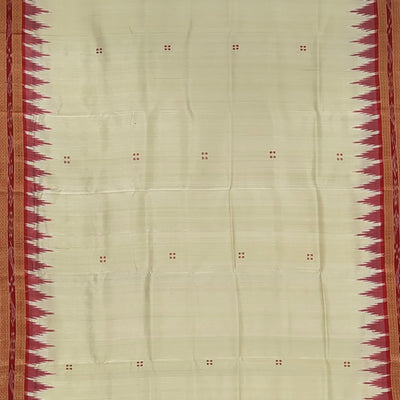 Light Yellow Butta Design Odisha Ikat Khandua Silk Saree
