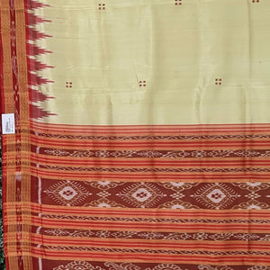 Light Yellow Butta Design Odisha Ikat Khandua Silk Saree