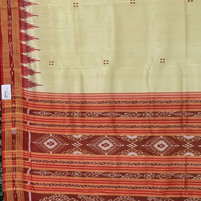 Light Yellow Butta Design Odisha Ikat Khandua Silk Saree