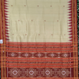 Light Yellow Butta Design Odisha Ikat Khandua Silk Saree