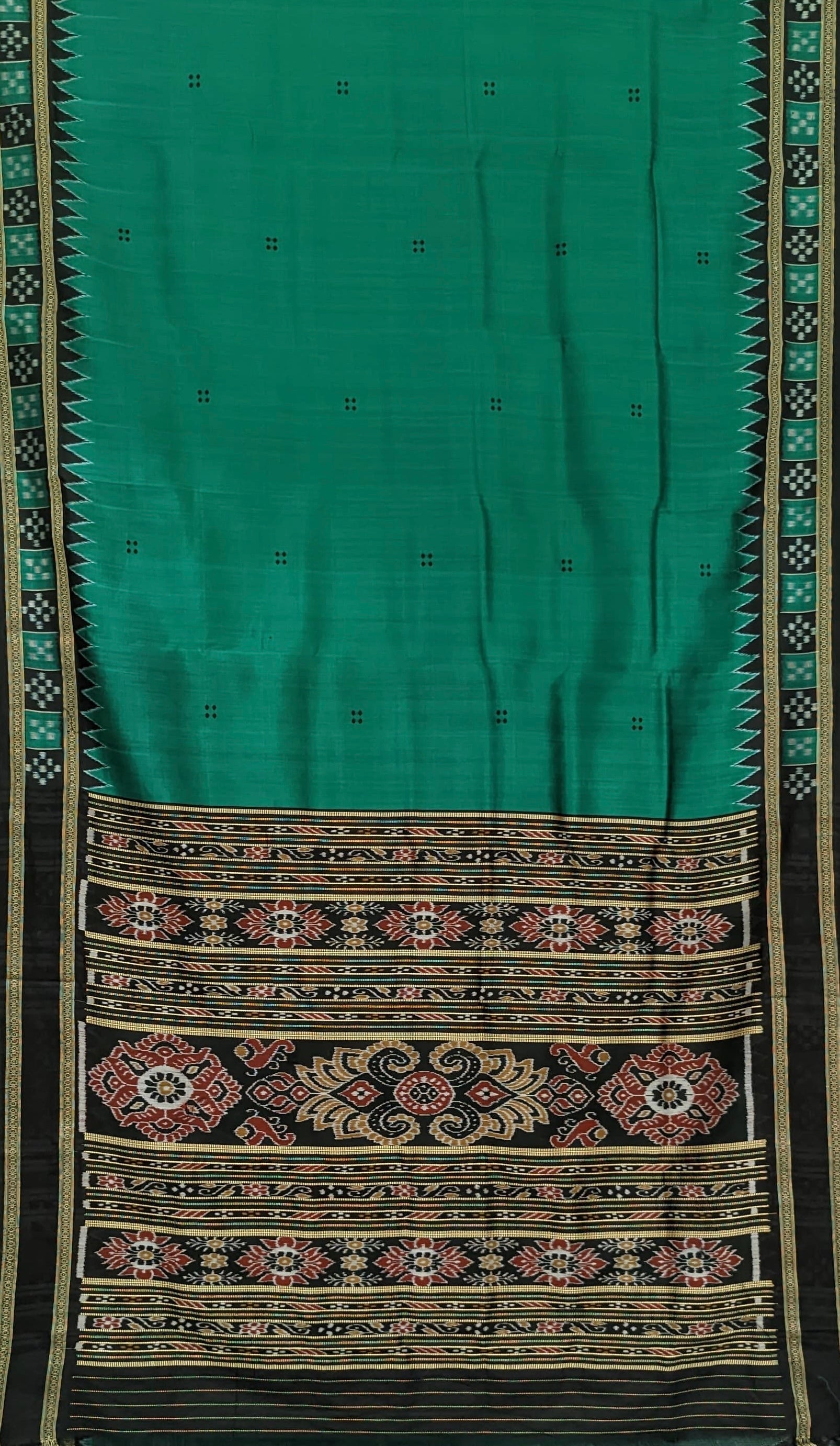 Blue Butta Design Odisha Ikat Khandua Silk Saree