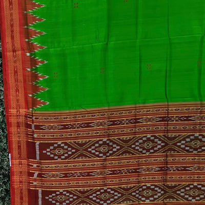 Green Butta Design Odisha Ikat Khandua Silk Saree