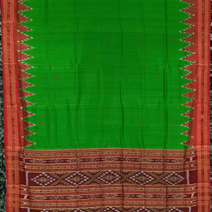 Green Butta Design Odisha Ikat Khandua Silk Saree