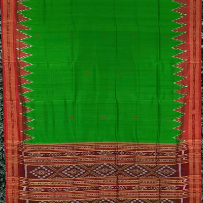 Green Butta Design Odisha Ikat Khandua Silk Saree