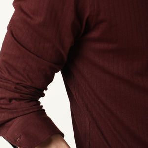 Rare Rabbit Men's Vertical Maroon Cotton Fabric Full Sleeves Striped Shirt