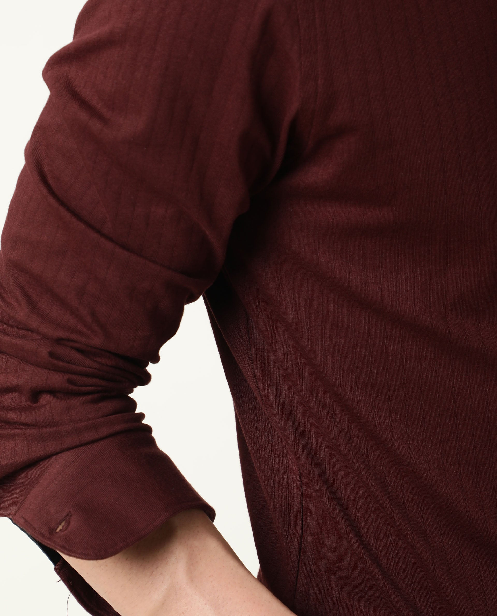 Rare Rabbit Men's Vertical Maroon Cotton Fabric Full Sleeves Striped Shirt