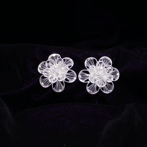 Floral Silver Filigree Earring Stud