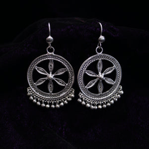 Circular Beads Silver Filigree Earring Set