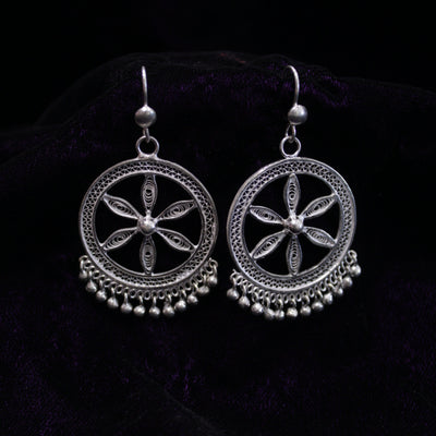 Circular Beads Silver Filigree Earring Set