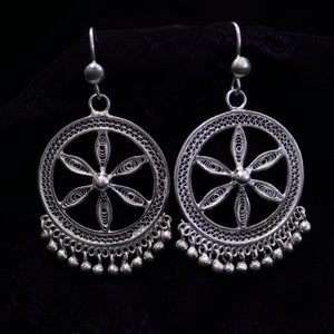 Circular Beads Silver Filigree Earring Set