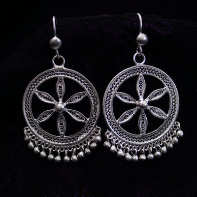 Circular Beads Silver Filigree Earring Set