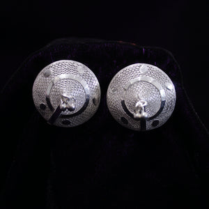 Cone Silver Bead Filigree Earring Stud