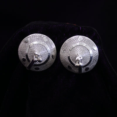 Cone Silver Bead Filigree Earring Stud