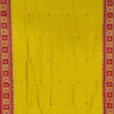 Golden Yellow Pasapali Border Odisha Ikat Khandua Silk Saree