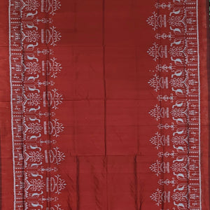 Maroon With Tribal Border Contemporary Odisha Handloom Silk Saree