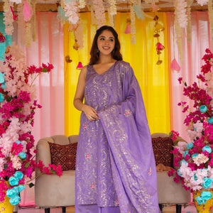 Regal Purple Straight Suit Set