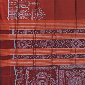 Maroon With Tribal Border Contemporary Odisha Handloom Silk Saree