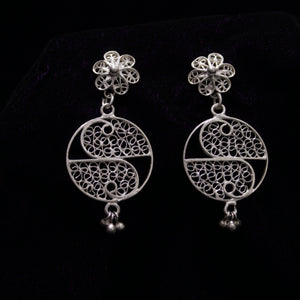 Droplet Floral Silver Filigree Earring