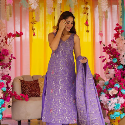 Regal Purple Straight Suit Set