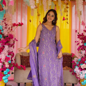 Regal Purple Straight Suit Set