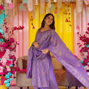 Regal Purple Straight Suit Set