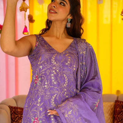 Regal Purple Straight Suit Set