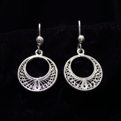 Circular Silver Filigree Earring Set