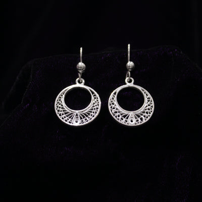 Circular Silver Filigree Earring Set
