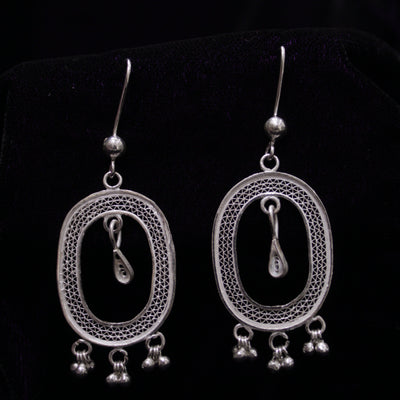 Sterling Shadow Silver Filigree Earring