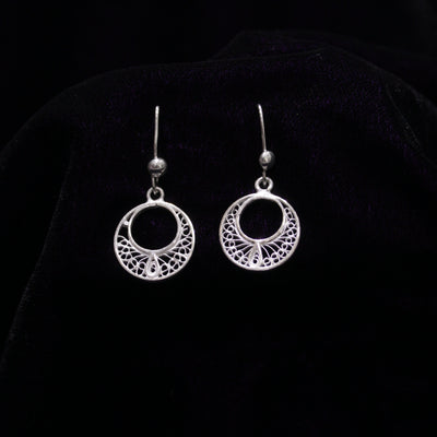 Circular Silver Filigree Earring Set