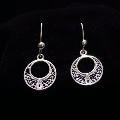 Circular Silver Filigree Earring Set