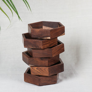 Brown - Multipurpose Boxes (Set of 6) - Handcrafted with Sheesham Wood
