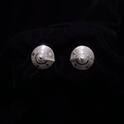 Cone Silver Bead Filigree Earring Stud
