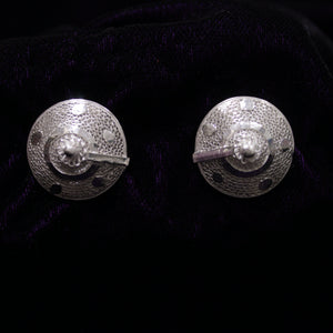Cone Silver Bead Filigree Earring Stud